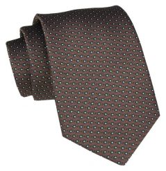 Klasyczny Krawat Męski - ALTIES - Drobny Groszek, Brązowy. Brązowe krawaty i muchy męskie Alties, bez wzorów, z tkaniny, eleganckie. Za 49.00 zł.