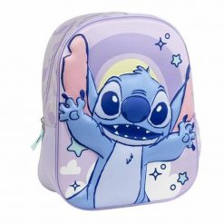 Plecak szkolny 3D Stitch Liliowy. Czerwone plecaki damskie Disney, bez wzorów, z poliesteru. Za 127.50 zł.