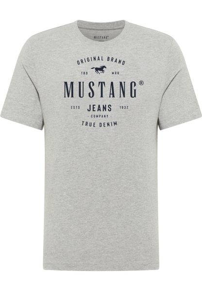 Męski T-Shirt Mustang Style Alex Mid Grey Mélange 1018003 4140. Szare t-shirty męskie Mustang, m, bez wzorów, bez kołnierzyka. Za 79.99 zł.