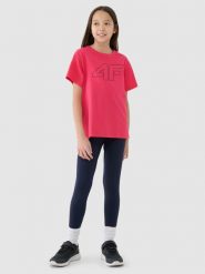 4F T-shirt oversize z nadrukiem dziewczęcy - różowy 140 (9-10 lat). Czerwone koszulki dziewczęce 4f, bez wzorów, z bawełny, bez ramiączek. W wyprzedaży za 29.99 zł.