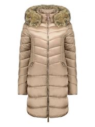 Geographical Norway Płaszcz pikowany "Bololita" w kolorze szarobrązowym rozmiar: XL. Brązowe płaszcze damskie Geographical Norway, xl, bez wzorów. Za 217.53 zł.