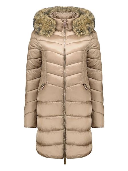 Geographical Norway Płaszcz pikowany "Bololita" w kolorze szarobrązowym rozmiar: 3XL. Brązowe płaszcze damskie Geographical Norway, xl, bez wzorów. Za 230.59 zł.