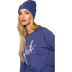 Czapka Beanie z Haftem - Indygo. Brązowe czapki zimowe damskie MOE, z bawełny. Za 96.90 zł.