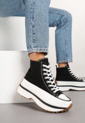 Czarne Trampki za Kostkę na Grubej Podeszwie Danilira. Czarne trampki i tenisówki damskie Born2be, bez wzorów, z jeansu, za kostkę. Za 84.99 zł.