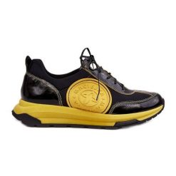 Damskie Buty Sportowe Skórzane Maciejka 06295-01 Czarno-Żółte czarne. Czarne buty sportowe na co dzień damskie bez wzorów, ze skóry. Za 606.69 zł.