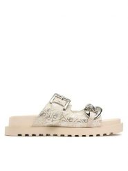 Guess Klapki Fatema FL6FAT FAL03 Beżowy. Brązowe klapki damskie Guess, z aplikacjami, z materiału, bez obcasa. Za 269.99 zł.