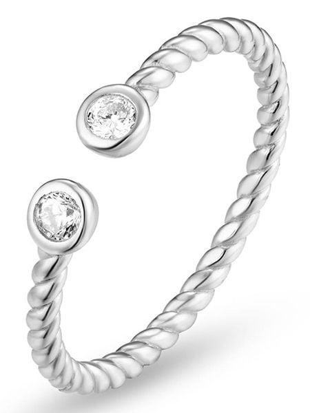 Eclat d'Argent Srebrny pierścionek z cyrkoniami rozmiar: 58. Szare pierścionki damskie Eclat d'Argent, z cyrkonią, srebrne. Za 152.62 zł.