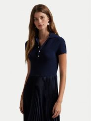 Polo Ralph Lauren Sukienka codzienna 211959913001 Granatowy Regular Fit. Niebieskie sukienki damskie Polo Ralph Lauren, na co dzień, s, bez wzorów, z syntetyku, bez kołnierzyka, bez ramiączek, proste. Za 1,299.00 zł.