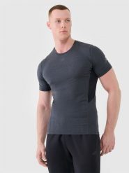 4F Koszulka treningowa szybkoschnąca męska - szara L. Czarne t-shirty sportowe męskie 4f, l, z dzianiny, bez ramiączek, na fitness i siłownię. Za 99.99 zł.