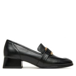 Półbuty Caprice. Czarne półbuty damskie Caprice, bez wzorów, bez obcasa, na obcasie. Za 269.99 zł.