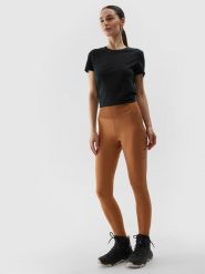4F Spodnie do biegania w terenie szybkoschnące damskie - brązowe XXL. Brązowe spodnie sportowe damskie 4f, l, z dzianiny, do biegania. W wyprzedaży za 99.99 zł.