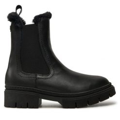 Sztyblety Tamaris. Czarne botki damskie Tamaris, bez obcasa, na płaskiej podeszwie, bez zapięcia. Za 419.99 zł.