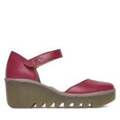 Półbuty Fly London. Fioletowe półbuty damskie Fly London, bez wzorów, bez obcasa, na koturnie. Za 509.99 zł.