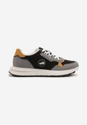 Czarne Buty Sportowe z Przeszyciami i Ozdobną Naszywką Palianea. Czarne buty sportowe na co dzień męskie Born2be, z jeansu, bez zapięcia. Za 84.99 zł.