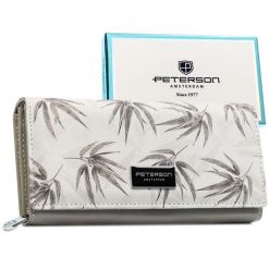 Biały, duży portfel damski z systemem RFID zamykany na zatrzask PTN PX20-1-NPK Peterson. Białe portfele damskie bez wzorów, ze skóry. Za 120.99 zł.