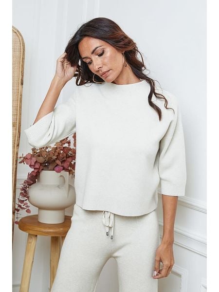 So Cachemire Sweter "Dylia" w kolorze beżowym rozmiar: M. Brązowe golfy damskie So Cachemire, m, ze splotem, bez kołnierzyka. Za 240.43 zł.