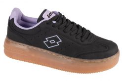 Buty damskie sportowe na platformie Lotto ISKAR PF RB. Czarne buty sportowe na co dzień damskie Lotto, bez wzorów, z gumy, trekkingowe. Za 109.99 zł.
