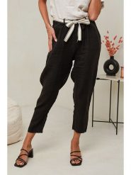 Le Monde du Lin Lniane spodnie w kolorze czarnym rozmiar: 36/38. Czarne spodnie materiałowe damskie Le Monde du Lin, bez wzorów, ze lnu, klasyczne, z standardowym stanem. Za 140.53 zł.