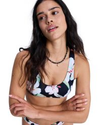Stanik bikini typu bralette dla Kobiety PRINTED ESSENTIALS Czarny. Czarne bikini damskie Roxy, bez wzorów. Za 169.99 zł.