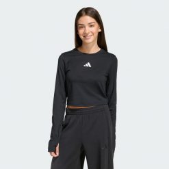 Koszulka Techfit Longsleeve. Białe t-shirty damskie Adidas, bez wzorów, bez kołnierzyka. Za 129.00 zł.