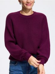 Sweter z wiskozą - bordowy. Czerwone swetry klasyczne damskie Reserved, l, z dzianiny, bez kołnierzyka. Za 109.99 zł.