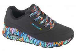Buty sportowe Sneakersy damskie, Uno - Ravaged Love. Czarne buty sportowe na co dzień damskie Skechers, bez wzorów, z materiału, trekkingowe. Za 399.99 zł.