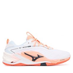 Buty halowe Mizuno. Białe buty sportowe na co dzień męskie Mizuno, bez zapięcia, mizuno wave. Za 709.99 zł.