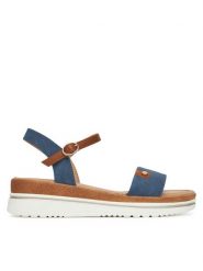 Clara Barson Sandały WS2506-01 Niebieski. Niebieskie sandały damskie Clara Barson, bez wzorów, z materiału, bez obcasa, na koturnie. Za 119.99 zł.
