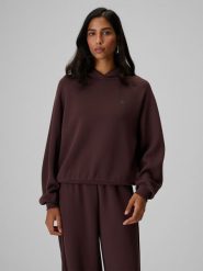 4F Bluza dresowa regular z kapturem damska - brązowa L. Brązowe bluzy z kapturem damskie 4f, l, z dresówki. Za 169.99 zł.