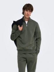 ONLY & SONS Bluza w kolorze khaki rozmiar: XXL. Brązowe bluzy bez kaptura męskie Only & Sons, xxl, z bawełny. Za 109.95 zł.