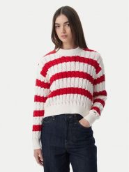 Tommy Jeans Sweter DW0DW22926 Czerwony Loose Fit. Czerwone swetry klasyczne damskie Tommy Jeans, xl, z bawełny, bez kołnierzyka. Za 489.99 zł.