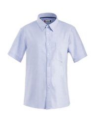 Clique Koszula oxford Cambridge krótki rękaw bawełniana. Niebieskie koszule męskie CLIQUE, m, bez wzorów, z bawełny, bez kołnierzyka, bez ramiączek. Za 215.59 zł.