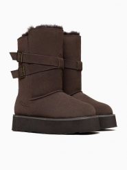 Gooce Skórzane kozaki zimowe "Huntspill Waterproof" w kolorze brązowym rozmiar: 36. Brązowe kozaki damskie Gooce, z materiału, bez obcasa, na platformie. Za 282.99 zł.