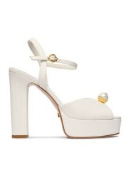 GINO ROSSI Sandały CEO-ROSE-LT2092-2 Biały. Białe sandały damskie Gino Rossi, bez wzorów, ze skóry, bez obcasa, na słupku. Za 429.99 zł.