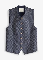 Kamizelka w ludowym stylu, regular fit. Niebieskie kamizelki męskie bonprix, m. Za 127.99 zł.