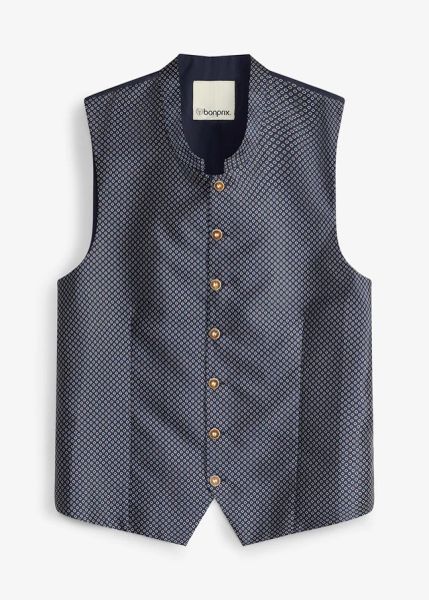 Kamizelka w ludowym stylu, regular fit. Niebieskie kamizelki męskie bonprix, m. Za 127.99 zł.