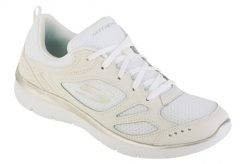 Buty sportowe Sneakersy damskie, Skechers Summits Suited. Białe buty sportowe na co dzień damskie Skechers, bez wzorów, z materiału, trekkingowe. Za 209.99 zł.