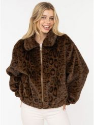 Zwillingsherz Kurtka pluszowa "Leo" w kolorze czarno-brązowym rozmiar: S/M. Brązowe kurtki damskie Zwillingsherz, m, bez wzorów, bez kaptura. Za 282.80 zł.