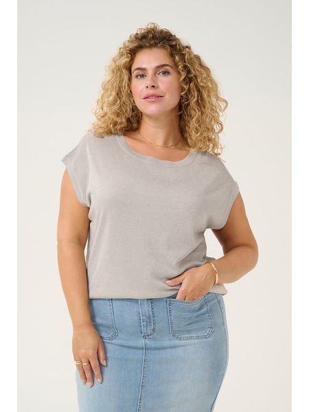 KAFFE curve Koszulka w kolorze szarym rozmiar: XL. Szare bluzki damskie KAFFE curve, xl, bez wzorów, bez kołnierzyka. Za 77.95 zł.