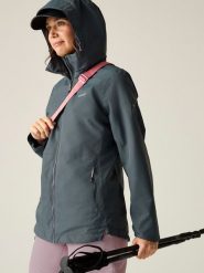 Regatta Kurtka przeciwdeszczowa "Hamara IV" w kolorze antracytowym rozmiar: 42. Czarne kurtki przeciwdeszczowe damskie Regatta, m, bez kaptura. Za 190.18 zł.