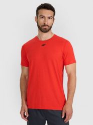 4F Koszulka treningowa szybkoschnąca męska - czerwona L. Czerwone t-shirty sportowe męskie 4f, l, z elastanu, bez ramiączek, na fitness i siłownię. Za 99.99 zł.