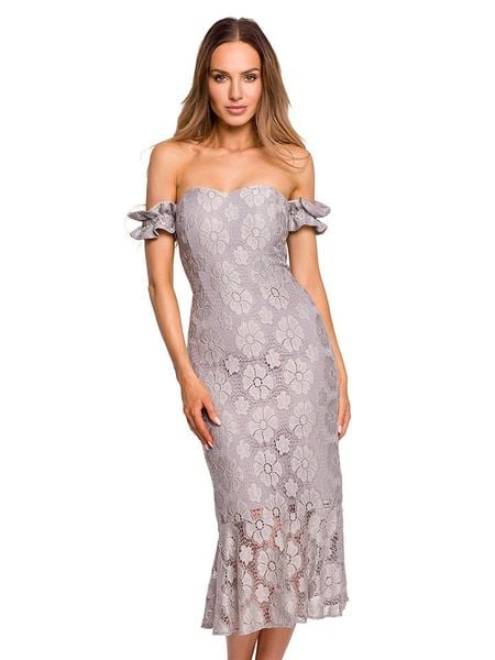 Made of emotion Sukienka w kolorze szarym ze wzorem rozmiar: L. Szare sukienki damskie Made Of Emotion, l, bez wzorów, z koronki, bez kołnierzyka, bez ramiączek, maxi. Za 96.14 zł.