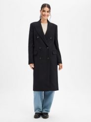 BOSS płaszcz wełniany Kobiety czarny, 34. Czarne płaszcze damskie Boss, bez wzorów, z wełny, eleganckie. Za 2,199.95 zł.