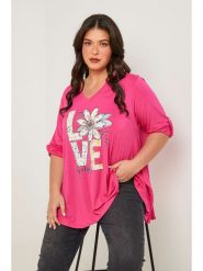 Curvy Lady Bluzka w kolorze różowym rozmiar: 44/46. Różowe bluzki damskie Curvy Lady, bez wzorów, klasyczne, bez kołnierzyka, bez ramiączek. Za 109.78 zł.
