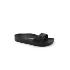 Klapki damskie Birkenstock Eva Madrid Black Eva. Czarne klapki damskie Birkenstock, bez wzorów, z materiału, bez obcasa. Za 199.00 zł.