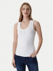 Fracomina Top FP26ST2001J40101 Biały Slim Fit. Białe topy damskie Fracomina, l, bez wzorów, z bawełny, bez kołnierzyka. Za 179.99 zł.