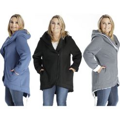 Casualowa bluza kurtka dresowa z kapturem PLUS SIZE NOWOŚĆ. Niebieskie bluzy z kapturem damskie Moda Size Plus Iwanek, na jesień, plus size, z bawełny. Za 159.00 zł.