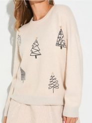 Sweter z motywem świątecznym - Inny. Swetry klasyczne damskie Sinsay, l, bez kołnierzyka. Za 59.99 zł.