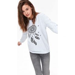 BLUZA NIEROZPINANA DAMSKA, Z NADRUKIEM. Szare bluzy bez kaptura damskie TROLL, s, z bawełny. W wyprzedaży za 39.99 zł.