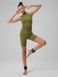 4F Legginsy kolarki do jogi damskie - oliwkowe L. Brązowe legginsy damskie 4f, l, bez wzorów, z włókna. Za 129.99 zł.